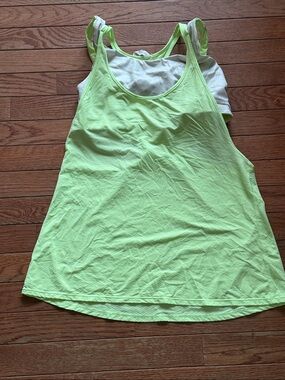lululemon athletica Neon Lime Green Layered Tank Top